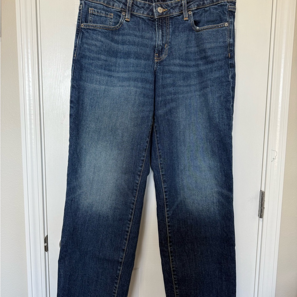 Old Navy Dark Blue OG Loose Low Rise Size 12 Frayed Hem Jeans
